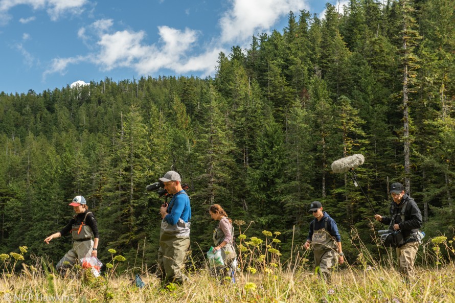 Ocean School team filming near Bella Bella, British Columbia, Canada.